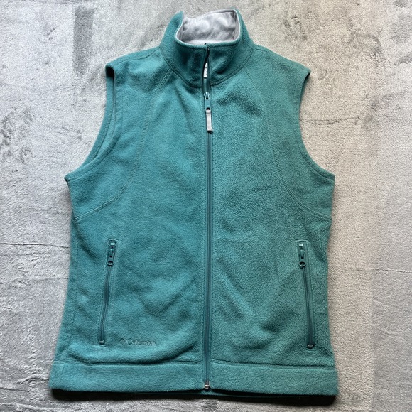 Columbia Vest Women's S Small Teal Full Zip Fleece Jacket Outdoor Hiking - Picture 1 of 4